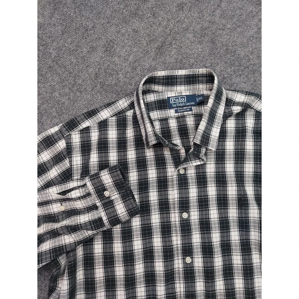 Polo Ralph Lauren Shirt Mens XL Blue Plaid‎ Classic Fit Button Down Long Sleeve